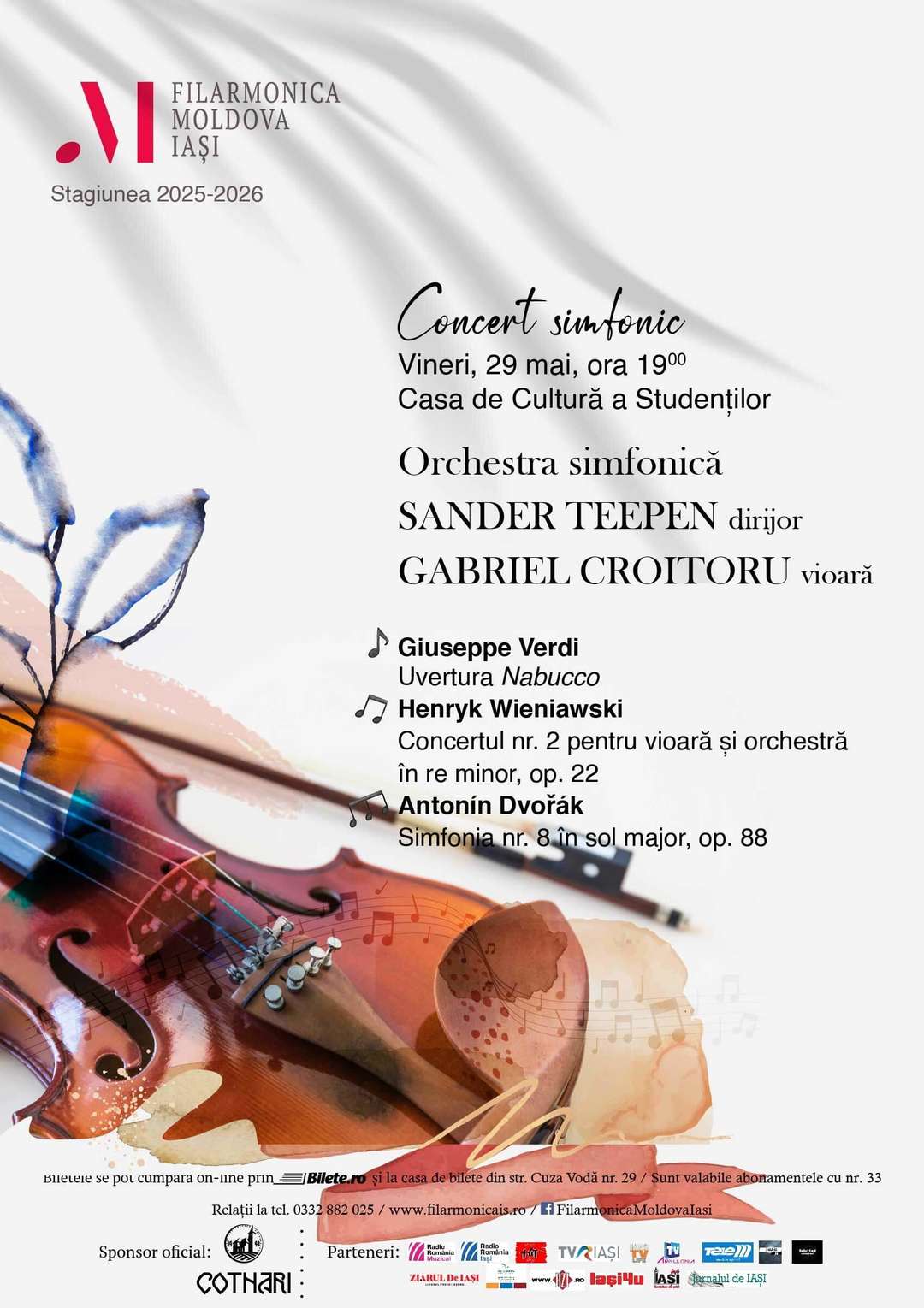 Concert simfonic – Verdi, Wieniawski, Dvorak - 29 mai 2026