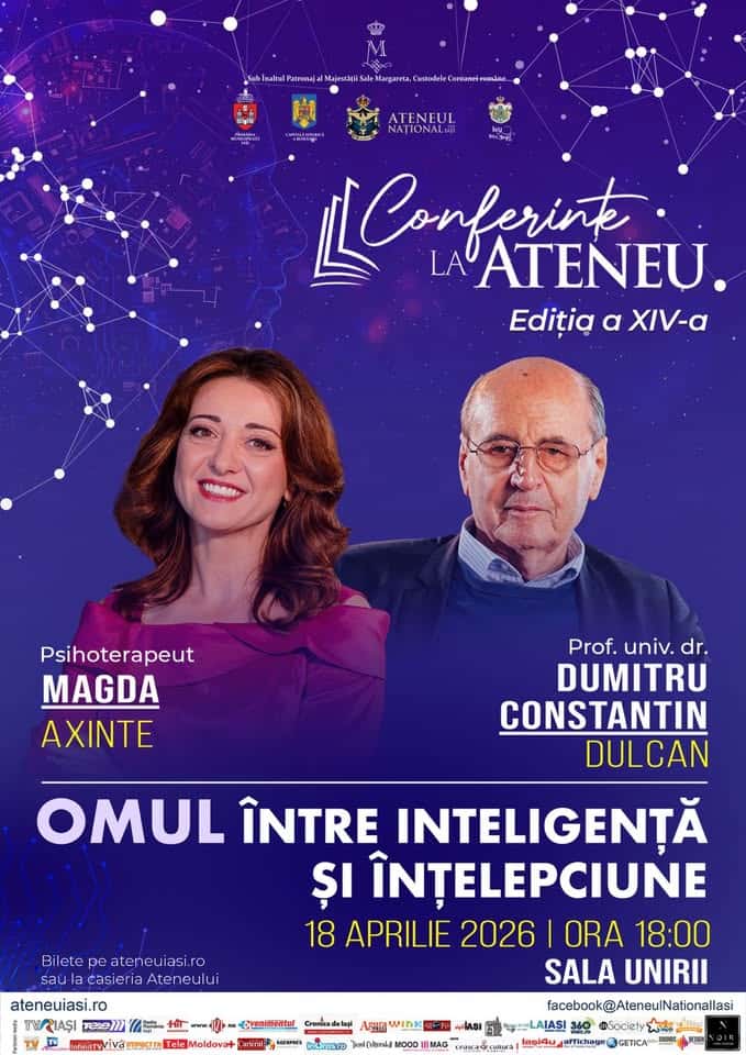 Omul între Inteligență și Înțelepciune cu Dumitru Constantin Dulcan și Magda Axinte, la Sala Unirii - Cinema Victoria, Iași
